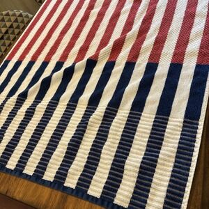 LOFT by Loftex Red White & Blue Stripe Flag Beach Towel 32x64" 100% Cotton